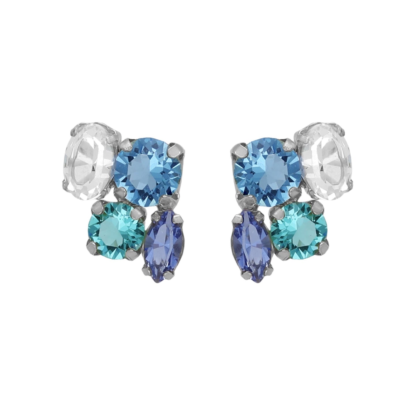 Sterling Silver Short earrings multicolor crystal from Lisbon