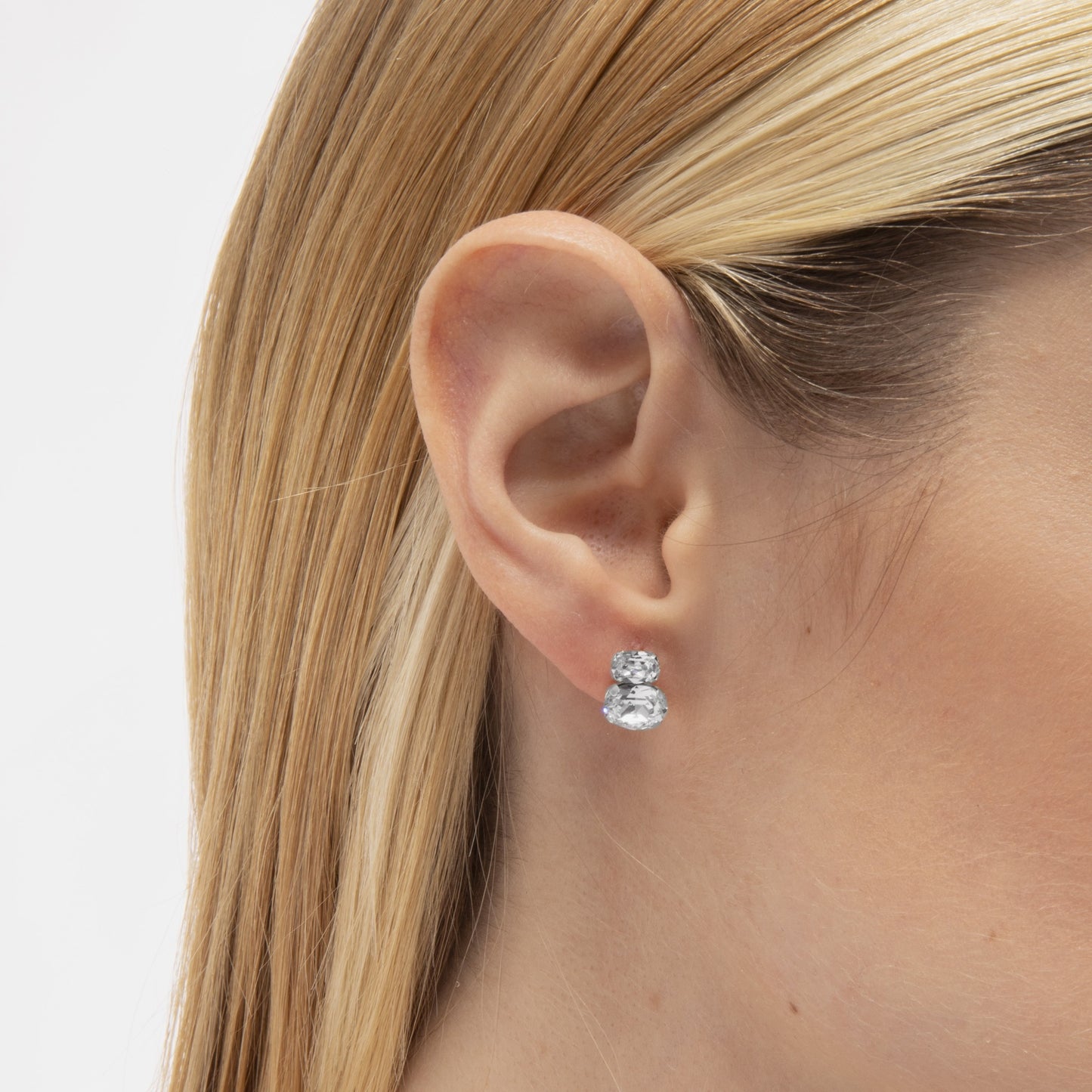 Rhodium Plated Sterling Silver Stud earrings crystal from Gemma