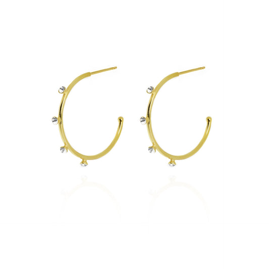 Gold plated Sterling Silver Hoop earrings crystal from Iris