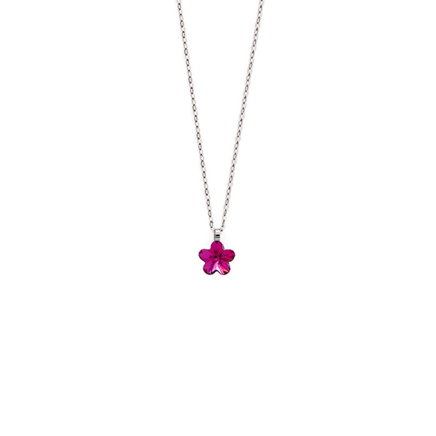 Rhodium Plated Sterling Silver Short necklace clover crystal from Fantasy